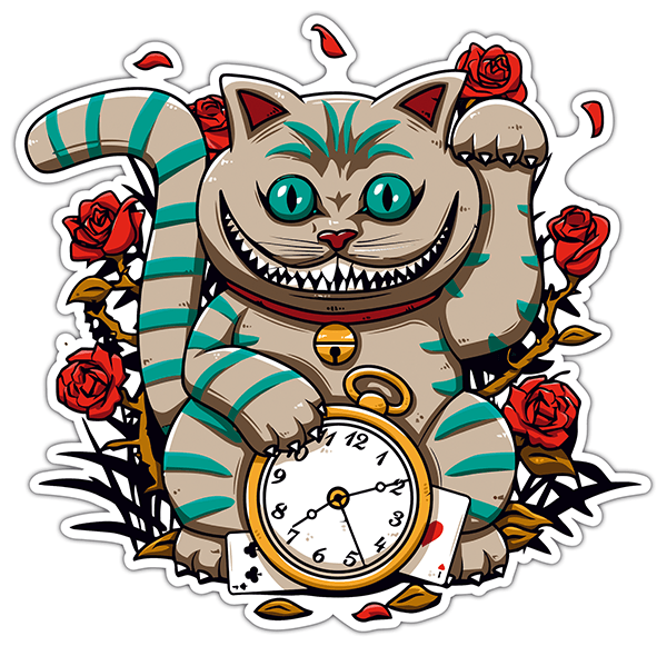 Adesivi per Auto e Moto: Orologio del gatto del Cheshir