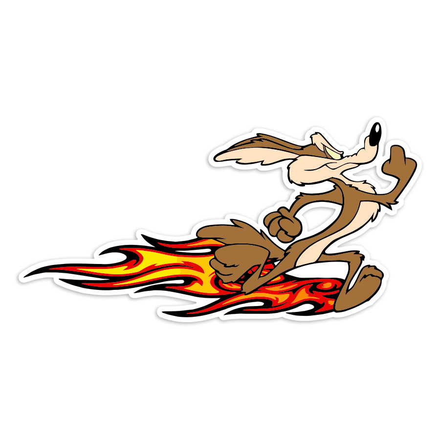Adesivi per Auto e Moto: Willy Coyote Propulsione Fiamme
