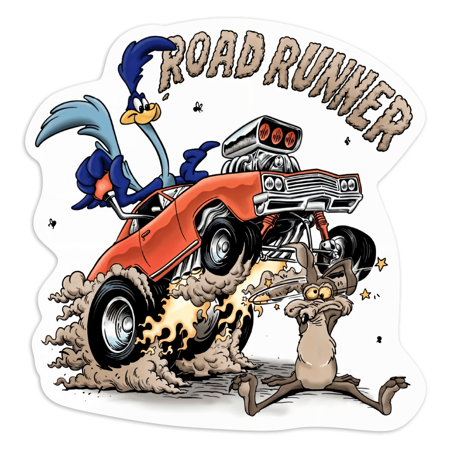 Adesivi per Auto e Moto: ROAD RUNNER Hot Rod vs Willy Coyote