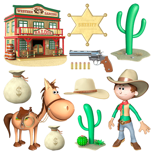 Adesivi per Bambini: Kit western cowboys