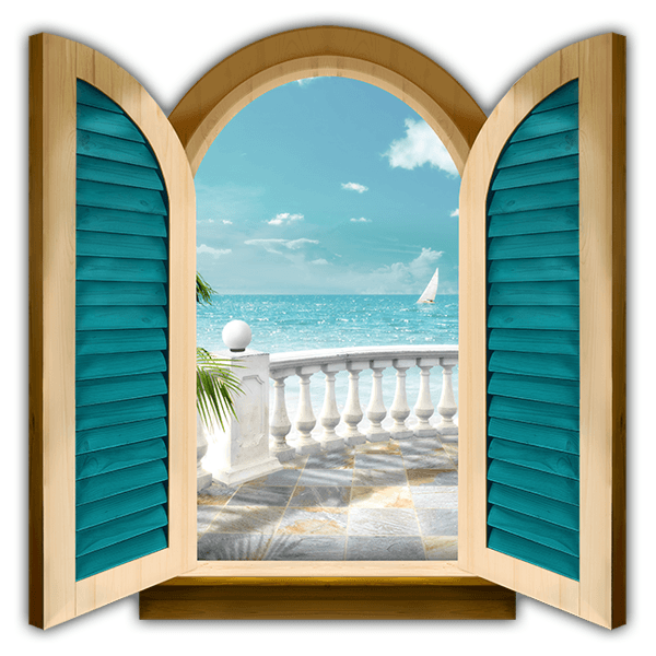 Adesivi Murali: Finestra terrazzo al mare