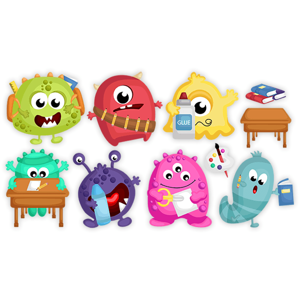 Adesivi per Bambini: Kit Mostri a scuola