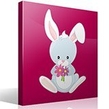 Adesivi per Bambini: Coniglio con fiori 4