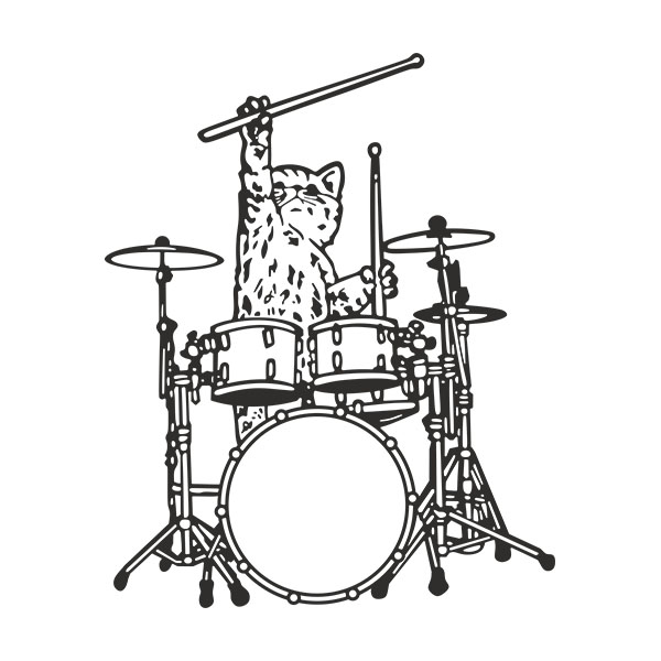 Adesivi Murali: Gatto che suona la batteria