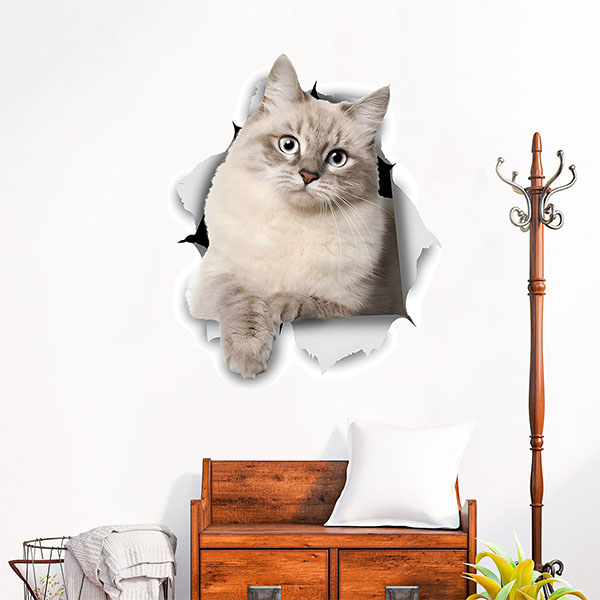 Adesivi Murali: Il gatto esce attraverso il muro