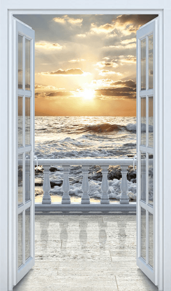 Adesivi Murali: Porta a balcone sulla spiaggia