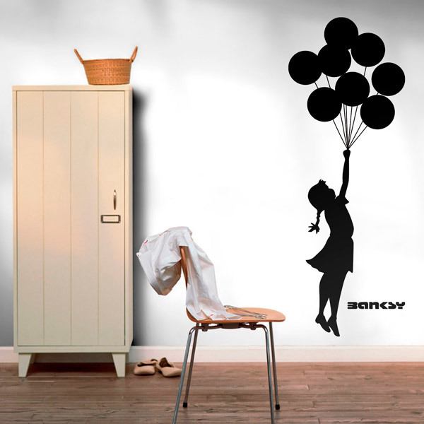 Adesivo da parete vinile 88 x 50 cm motivo: Banksy ragazza con palloncino