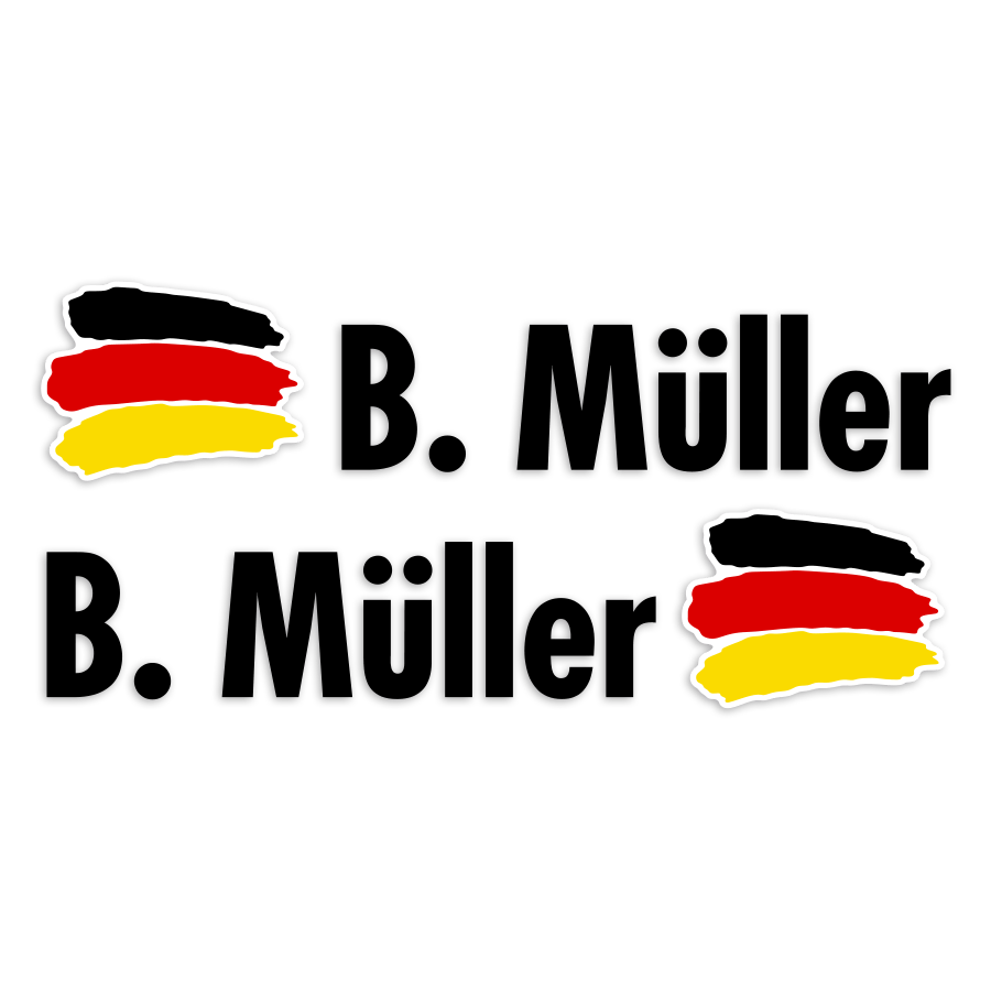 Adesivi per Auto e Moto: 2X bandiere Germania + Nome in nero