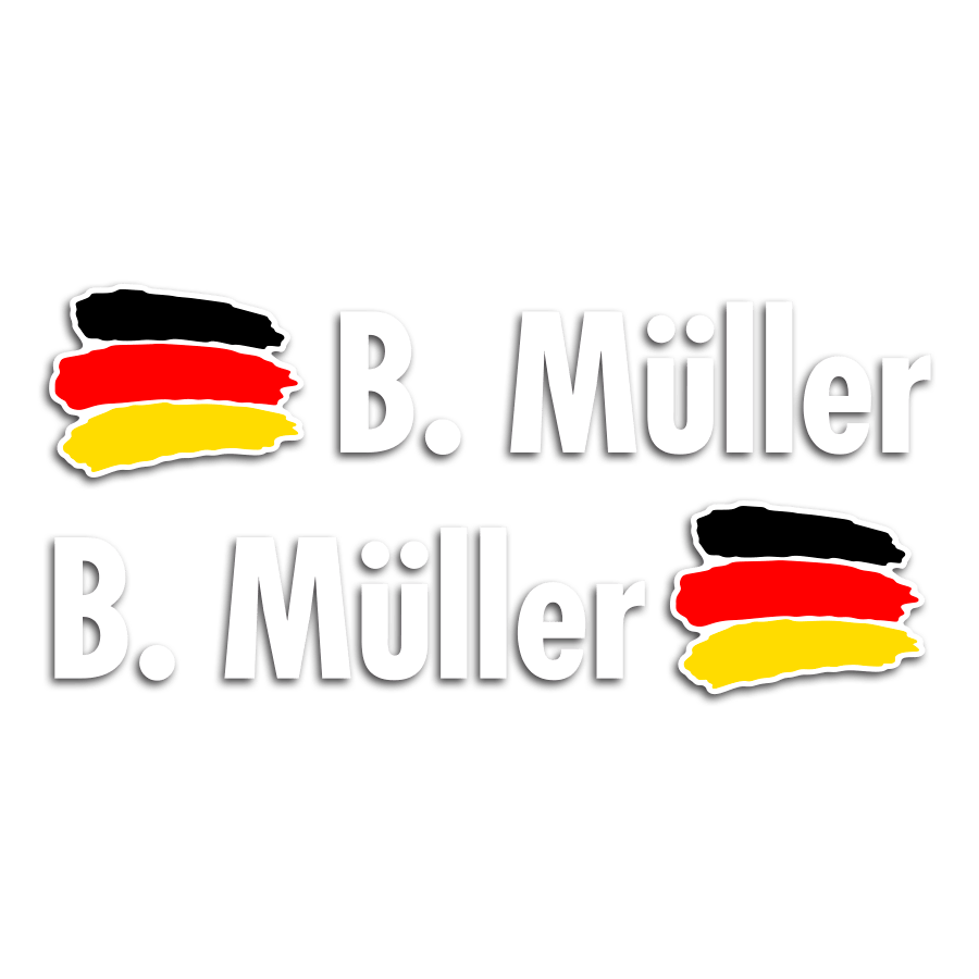 Adesivi per Auto e Moto: 2X bandiere Germania + Nome in bianco