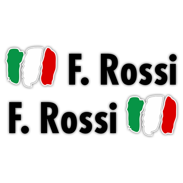 Adesivi per Auto e Moto: Kit 2 Flags Italia + Nome in nero