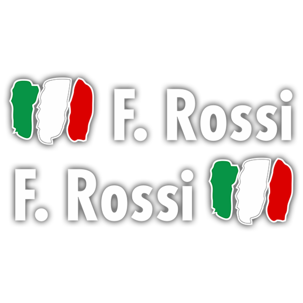 Adesivi per Auto e Moto: Kit 2 Flags Italia + Nome in bianco