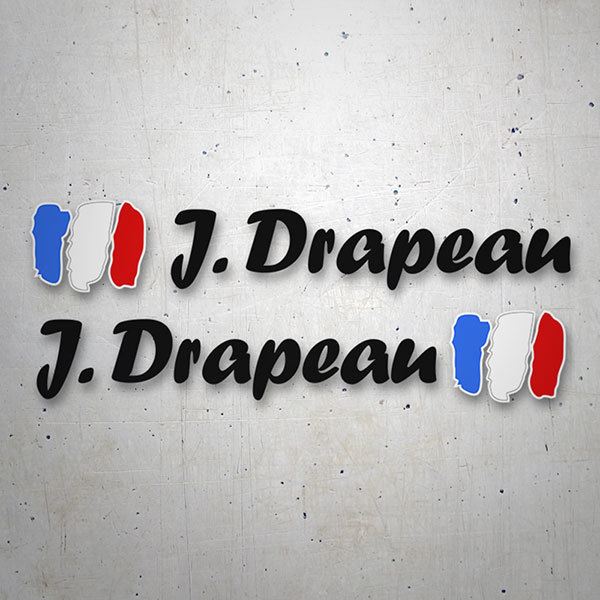 Adesivi per Auto e Moto: 2 bandiere Francia + nome calligrafico nero