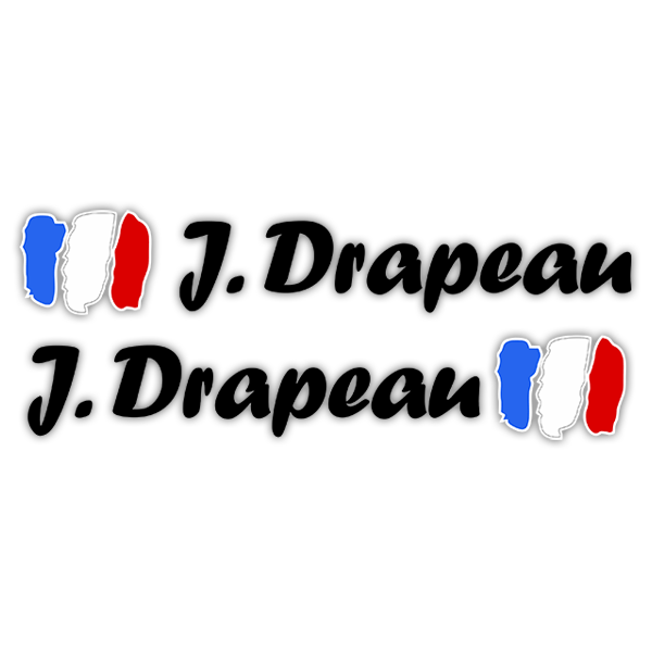 Adesivi per Auto e Moto: 2 bandiere Francia + nome calligrafico nero