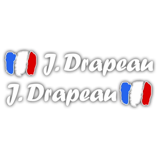 Adesivi per Auto e Moto: 2 bandiere Francia + nome calligrafico bianco