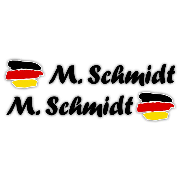 Adesivi per Auto e Moto: 2 bandiere Germania + nome calligrafico nero