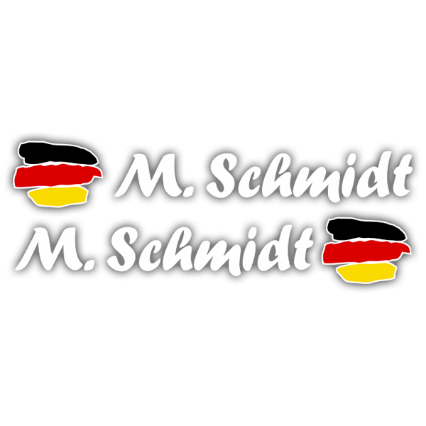 Adesivi per Auto e Moto: 2 bandiere Germania + nome calligrafico bianco