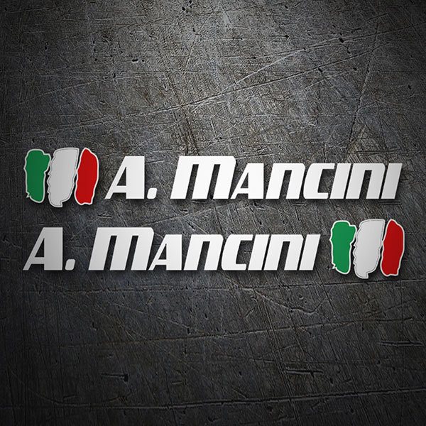 Adesivi per Auto e Moto: 2X bandiere Italia + nome sport bianco