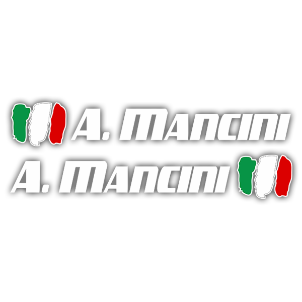 Adesivi per Auto e Moto: 2 bandiere Italia + nome sport bianco