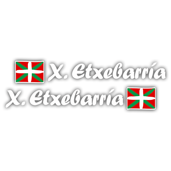 Adesivi per Auto e Moto: 2 bandiere Paesi Baschi + nome calligrafico bianco