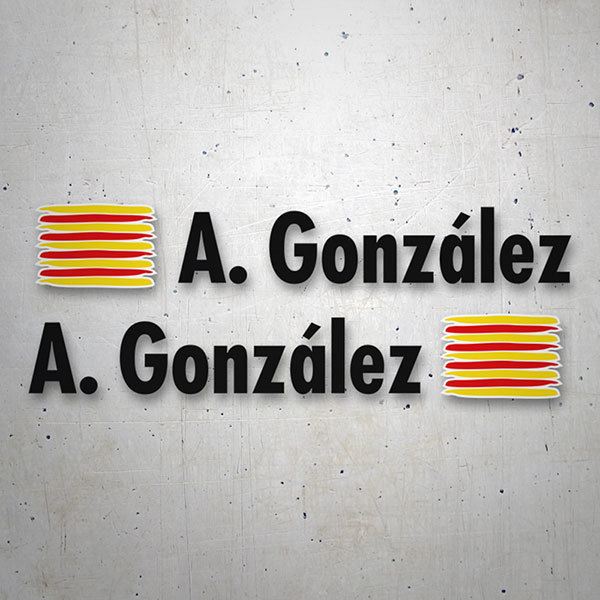 Adesivi per Auto e Moto: 2X bandiere Catalogna + nome in nero