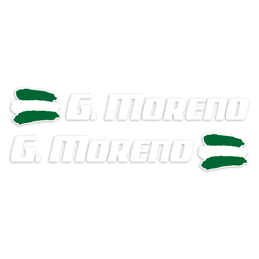 Adesivi per Auto e Moto: 2X Bandiere Andalusia + Nome sport bianco