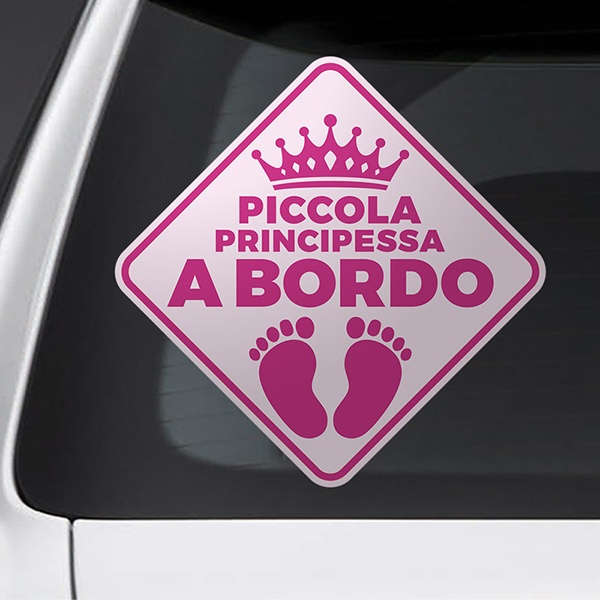 Adesivi per Auto e Moto: Piccola principessa a bordo italiano