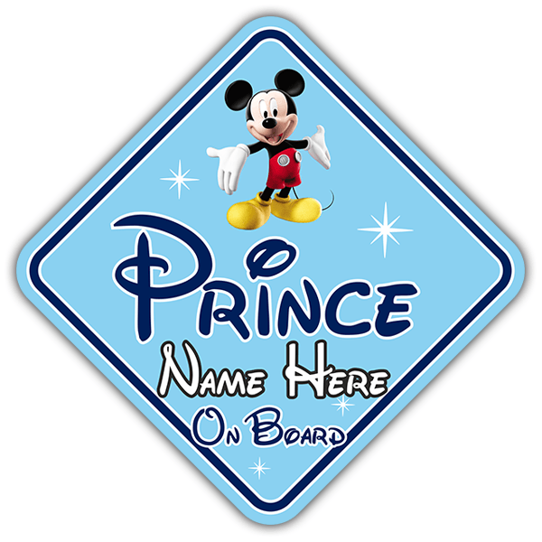 Adesivi per Auto e Moto: Prince a bordo personalizzato Disney - inglese