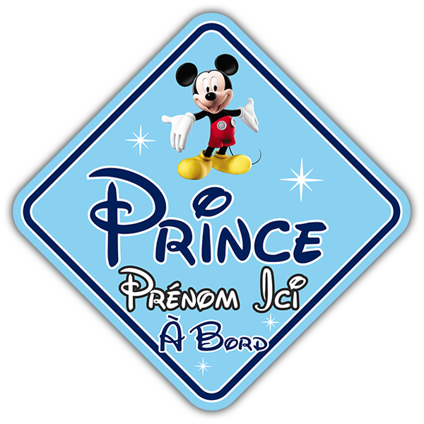 Adesivi per Auto e Moto: Prince a bordo personalizzato Disney - francese