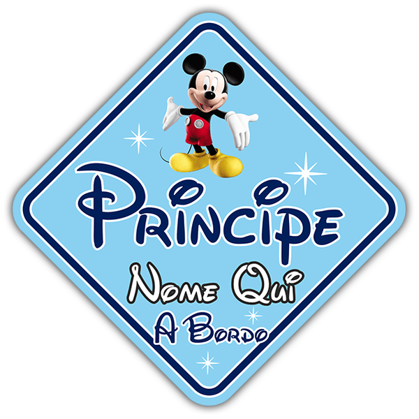 Adesivi per Auto e Moto: Prince a bordo personalizzato Disney