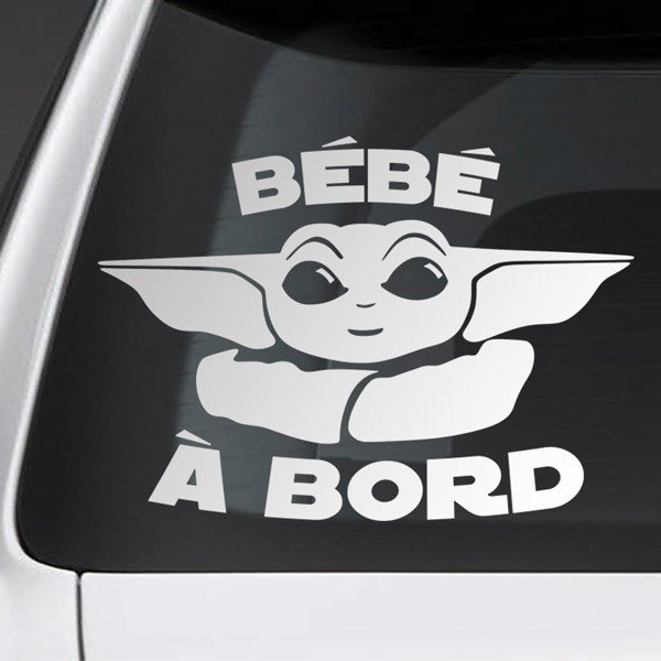 Adesivi per Auto e Moto: Baby Yoda a bordo - francese