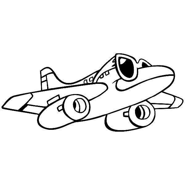 Adesivi per Bambini: Aeroplano con occhiali da sole