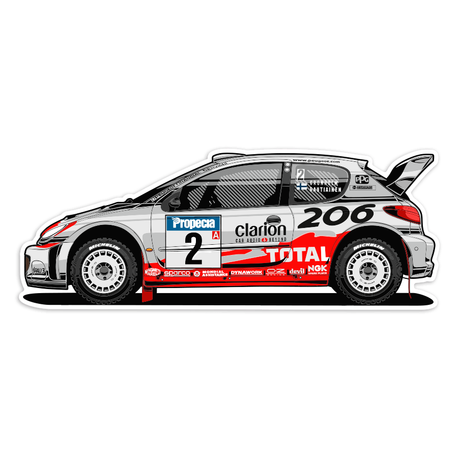 Adesivi per Auto e Moto: Peugeot 206 WRC