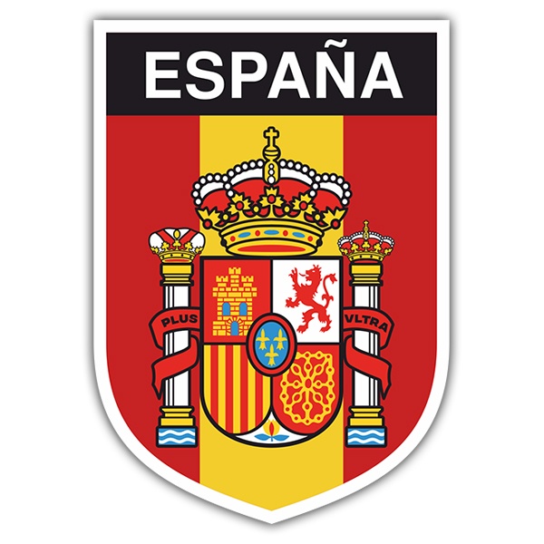 Adesivi per Auto e Moto: Bandiera della Spagna con scudo verticale