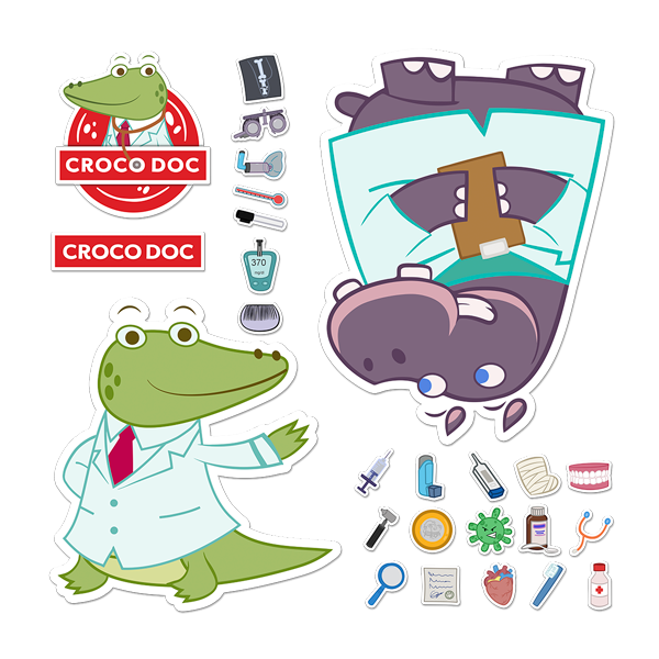 Adesivi per Bambini: Kit Croco Doc e Hippo Crat 