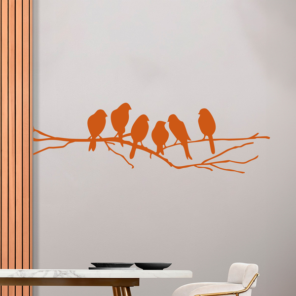 Adesivi Murali: 6 uccelli su un ramo