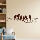 Adesivi Murali: 6 uccelli su un ramo 2