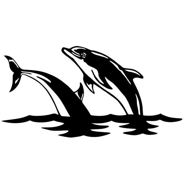 Adesivi Murali: Una coppia di delfini salta in mare