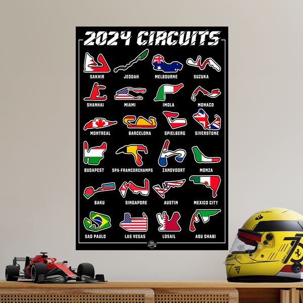Adesivi Murali: Poster adesivo in vinile F1 2024 III circuiti