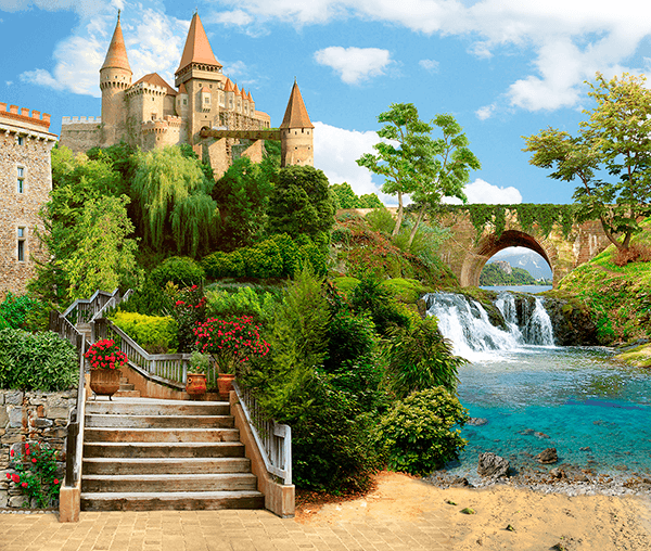 Fotomurali : Castello sul fiume