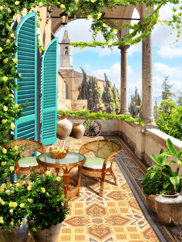 Fotomurali : Terrazza nel villaggio