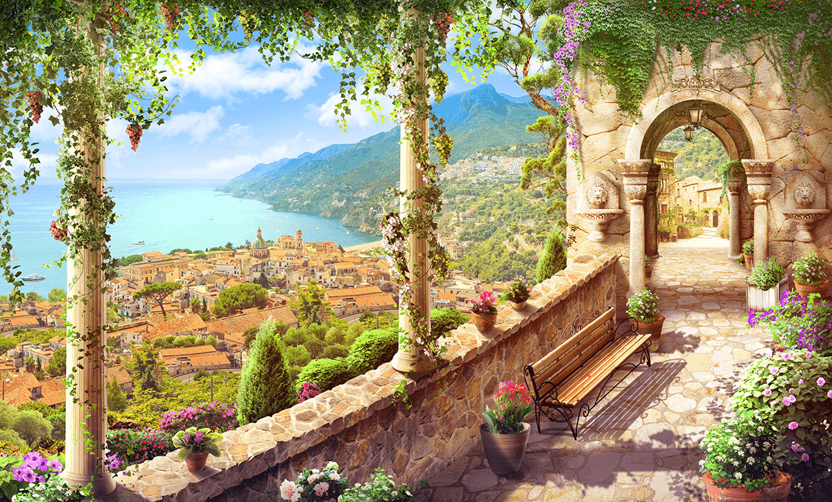 Fotomurali : punto di vista città costiera
