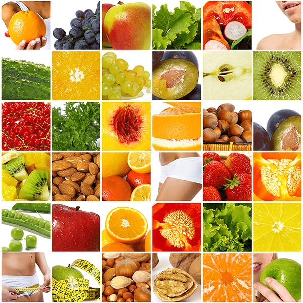 Fotomurali : Collage di frutta e cibo