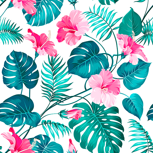 Fotomurali : Stampa di fiori e foglie