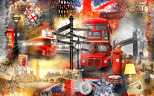 Fotomurali : Collage Londra turistica