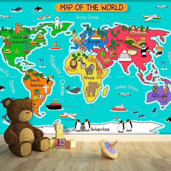 Fotomurale Mappa del mondo per bambini