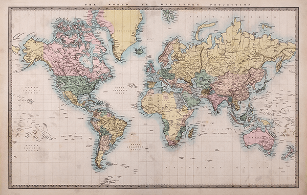 Fotomurali : Mappa del mondo rustico