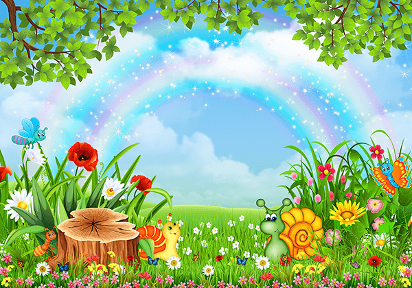 Fotomurali : Animali sotto Arcobaleno