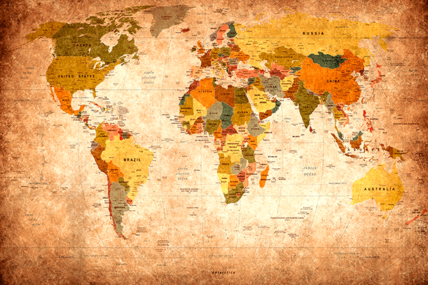 Fotomurali : Mappa didattica del mondo