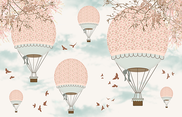Fotomurali : Palloncini rosa nel cielo
