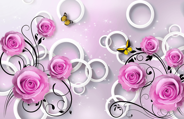 Fotomurali : Rosa Luna Blu Rosa